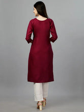 Maroon Straight Embroidered Kurti-1004